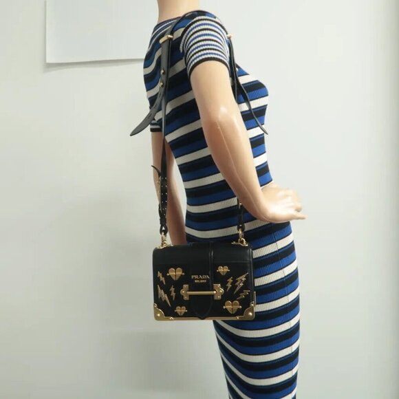 100% Authentic Prada Cahier Black Leather Shoulder Bag 1008-082224 - Picture 12 of 12